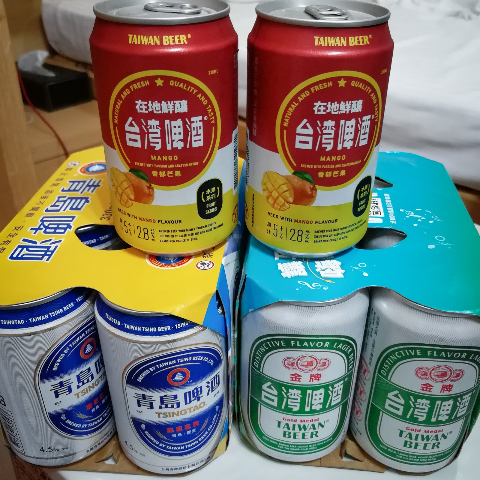台湾ビール2種と青島ビール